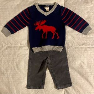 Christmas sweater and corduroys - 3-6 months